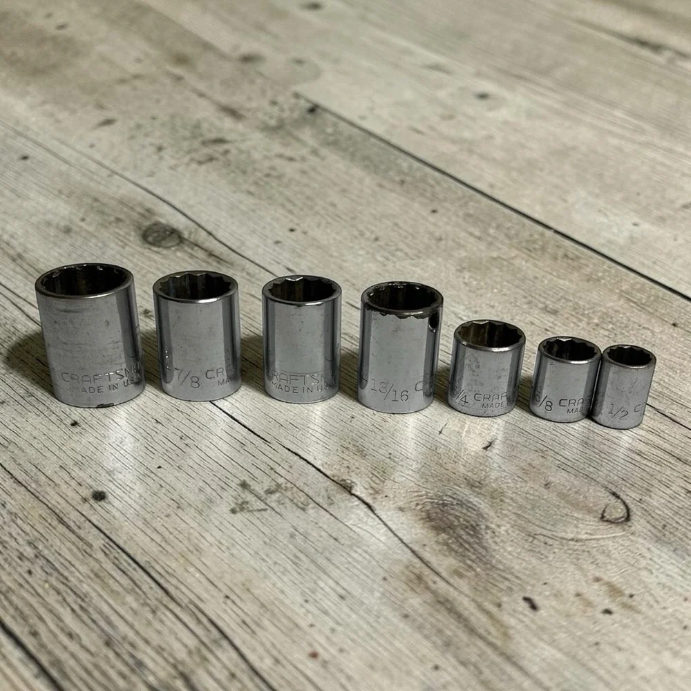 Craftsman Tool USA Socket Bundle 1 7/8 13/16 3/4 5/8 1/2 Lot Of 7 Tool Garage
